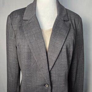 Nanette Lepore Blazer Women’s Size 14 Black Grey Fitted Lined Classic Style NWT